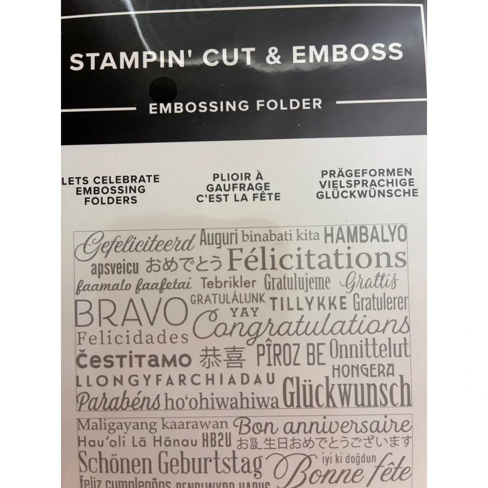 Stampin' Up! Let's Celebrate Embossing Folders Multilingual Congratulations (K4)